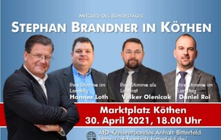 AfD-MdB Btephan Brandner in Köthen.