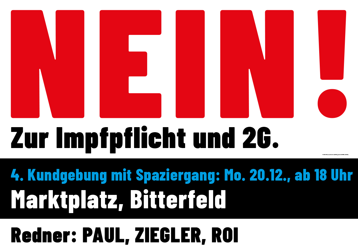 Bitterfeld läuft! - Auf zum 2. friedlichen Spaziergang gegen Impfpflicht und 2G!