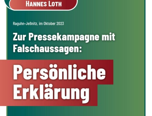 Persönliche Erklärung unseres Bürgermeisters Hannes Loth zu Pressekampagne mit Falschdarstellungen